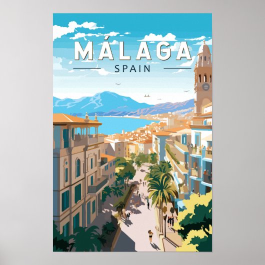 マラガ スペイン 旅行 アート ヴィンテージ ポスター (正面)