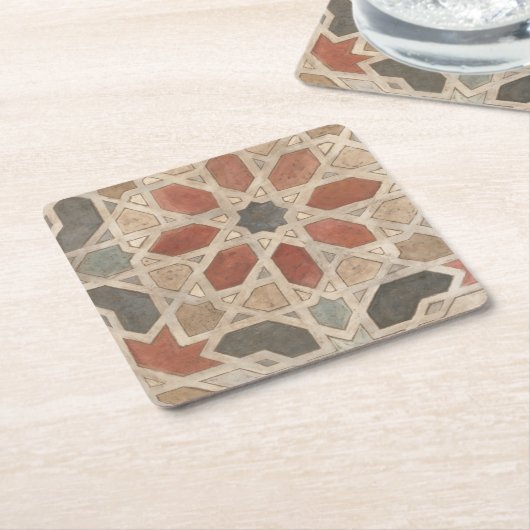 マラケシュの非装飾されたデザインII スクエアペーパーコースター (アングル)