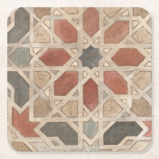 マラケシュの非装飾されたデザインII スクエアペーパーコースター (正面)