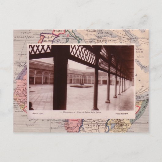 マラケシュ宮殿の中庭 ポストカード (正面)