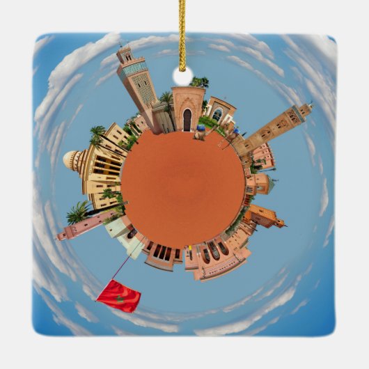 マラケシュ少し惑星のモロッコ旅行観光事業LAN セラミックオーナメント (裏面)