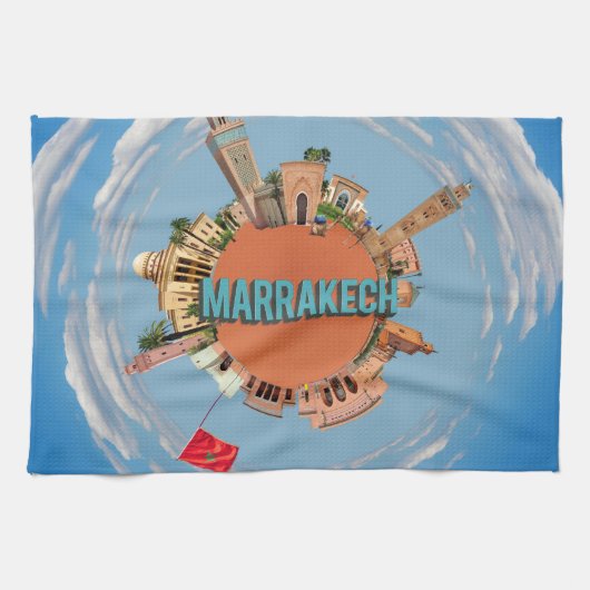 マラケシュ市の小さな小さな惑星モロッコのarchiteit キッチンタオル (横)