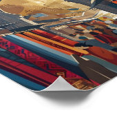 マラケシュ市場のポスター – モロッコのミニマリスト ポスター (角)