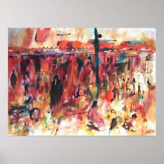 マラケシュ市場 ポスター