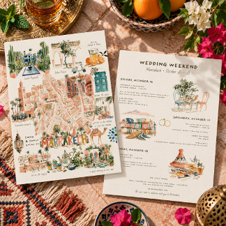 マラケシュ挙式ウィークエンドイラスト入門 招待状