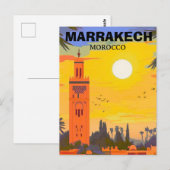 マラケシュ旅行絵葉書アート, モロッコ旅行絵葉書 ポストカード (正面/裏面)