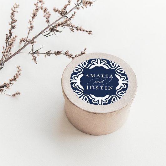 マラケシュ結婚のステッカー |ネイビー ラウンドシール