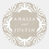 マラケシュ結婚のステッカー |リネン・グリーン ラウンドシール (正面)