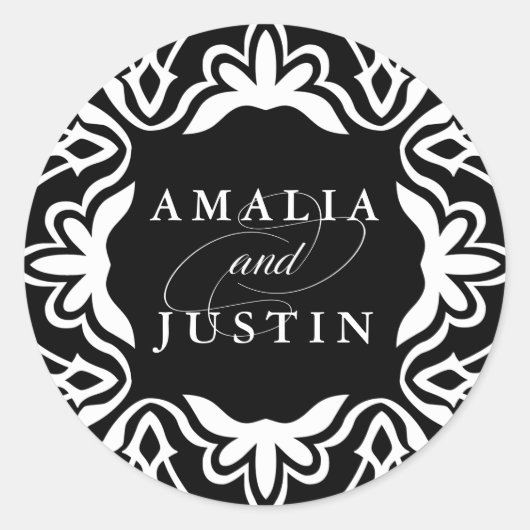マラケシュ結婚のステッカー |黒 ラウンドシール (正面)
