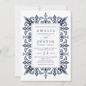 マラケシュ結婚式招待状 |ネイビー 招待状 (正面)