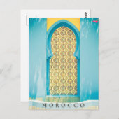 マラケシュ葉書の美しい青いモロッコドア ポストカード (正面/裏面)