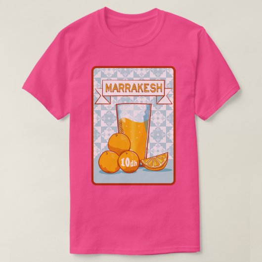 マラケシュ・オレンジジュース旅行ポスター Tシャツ (デザイン正面)