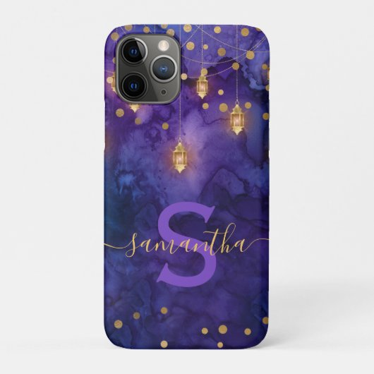 マラケシュ ミッドナイト ランタン & ゴールド ボケ モノグラム Case-Mate iPhoneケース (裏)