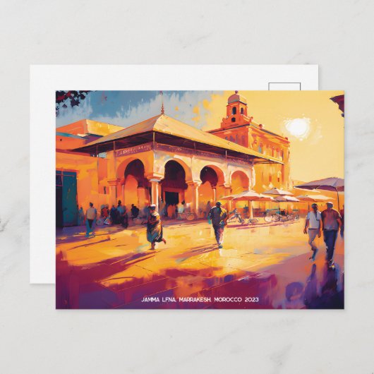 マラケシュ・メディナ・モロッコからの挨拶 シーズンポストカード (正面/裏面)