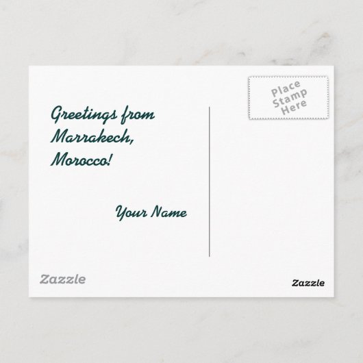 マラケシュ・モロッコからの挨拶 ポストカード (裏面)