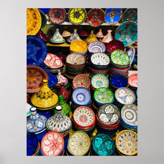 マラケシュ、モロッコ陶器 ポスター (正面)