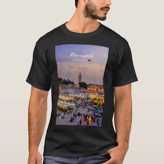 マラケシュ, モロッコ - ジェマ・アエル・フナ広場 Tシャツ (正面)