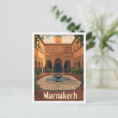 マラケチマロッコヴィンテージトラベルイラストレーション ポストカード (スタンド正面)