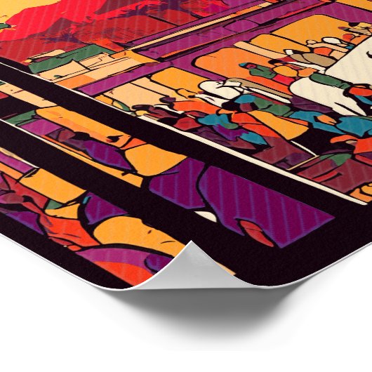 マラケチモロッコスークツーリズム旅行土産 ポスター (角)