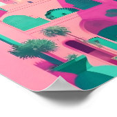 マラケチモロッコフラットベクターアートターコイズ ポスター (角)