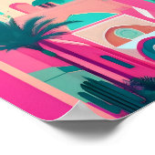 マラケチモロッコフラットベクターアートターコイズ ポスター (角)