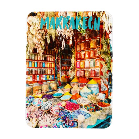 マラケチモロッコ市場バザール マグネット (縦)
