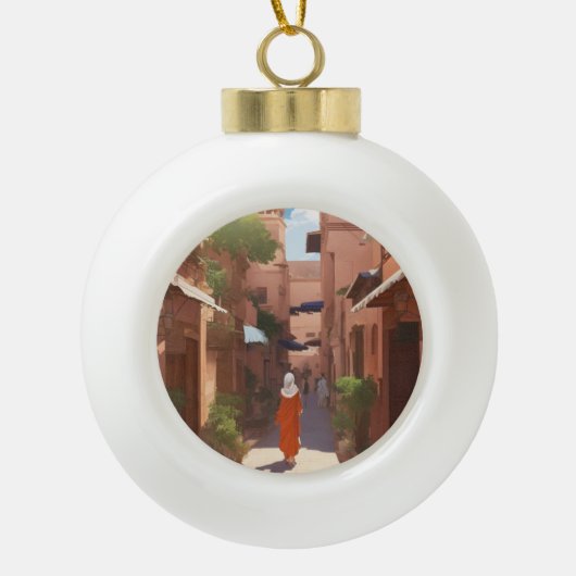マラケッ絵画チアート セラミックボールオーナメント (正面)