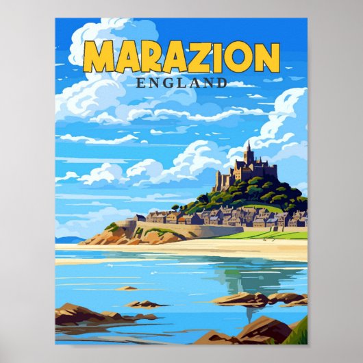 マラジオンイングランドヴィンテージ旅行イラストレーション ポスター (正面)
