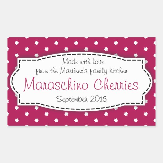 マラスキーノさくらんぼレッドフードラベルシール 長方形シール (正面)