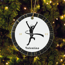 マラソモダンンランナーの名前&年の付いたランニング セラミックオーナメント