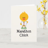 マラソンのひよこの平和愛26.2挨拶状 カード (黄色い花)