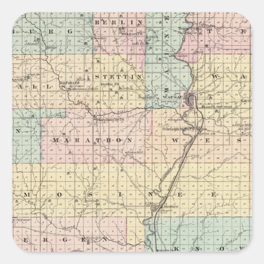 マラソンカウンティの地図 スクエアシール (正面)
