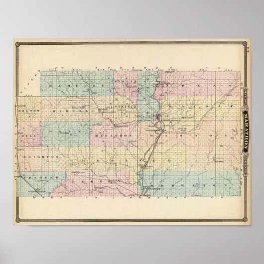 マラソンカウンティの地図 ポスター (正面)