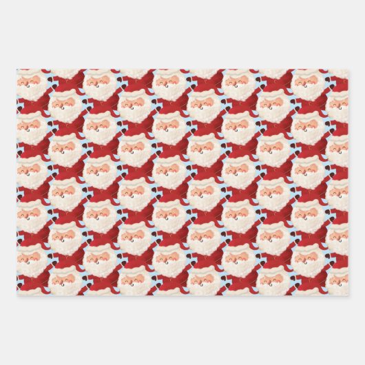 マラソンサンタおもしろいスアクティブはっきりしたスポーツクリスマス ラッピングペーパーシート (正面3)