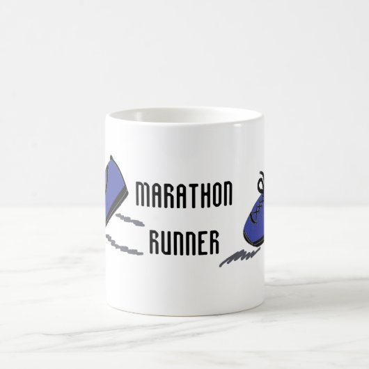 マラソンランナー - 青いランニングシューズ コーヒーマグカップ (中央)