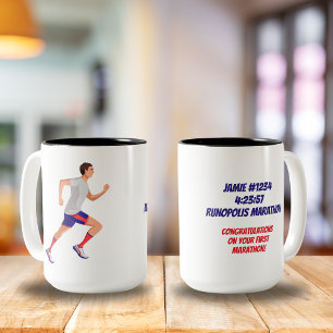 マラソン名の時間と場所の男パーソナライズされた人 コーヒーマグカップ