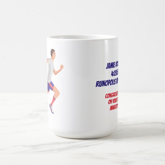 マラソン名の時間と場所の男パーソナライズされた人 コーヒーマグカップ (中央)