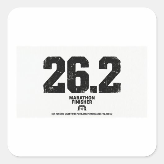 マラソン完走 26.2マイル ランニングギフト スクエアシール (正面)