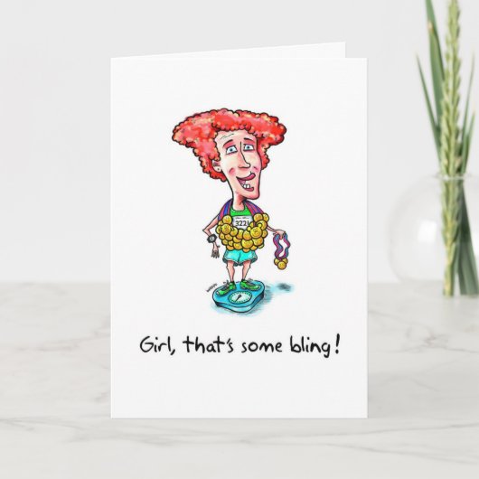 マラソン選手のお祝いカードきらきら光る- カード (正面)