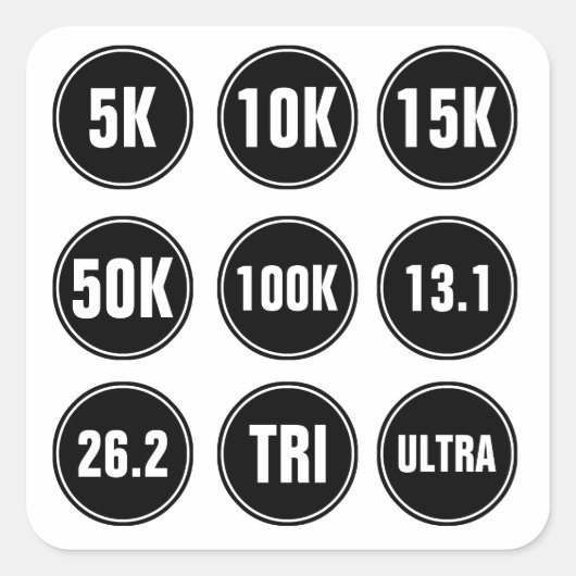 マラソン、トライアスロン、5K、10K... スクエアシール (正面)