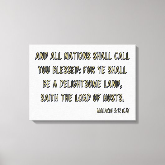 マラチ3:12聖書の聖句KJVウォールアート キャンバスプリント (正面)