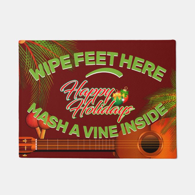 マラック&クアトロとハッピーホリデーカリブの ドアマット (正面)