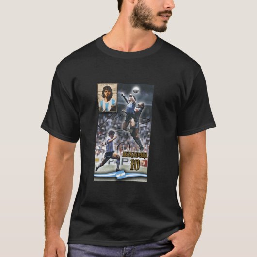 マラドーナ 10 コラージュ Tシャツ (正面)