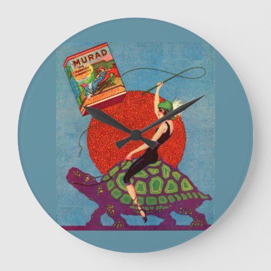 マラド·タバコの女性乗馬のジャイアント·カメ ラージ壁時計 (正面)