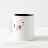 マラブバニーマグ – かわいいパッチワークハートデザイン ツートーンマグカップ (正面左)