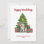 マラミュート犬の家族クリスマス シーズンカード (正面)