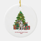 マラミュート犬の家族クリスマス セラミックオーナメント (裏面)