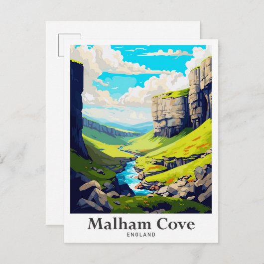 マラムイングランドアートヴィンテージトラベルイラストレーション ポストカード (正面/裏面)