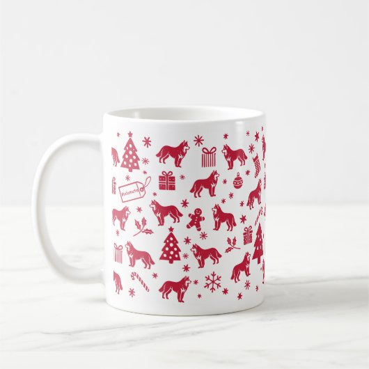 マラムートクリスマスデザイン コーヒーマグカップ (左)