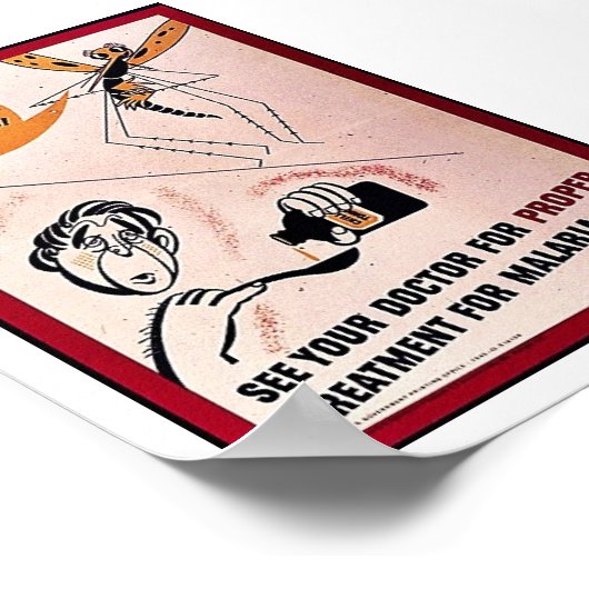 マラリアの適切な治療を受けるために医師に相談する ポスター (角)